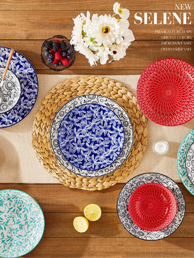 NEW! Selene Vibrant Dinnerware Set!
Bold indigo, yellow, bla
