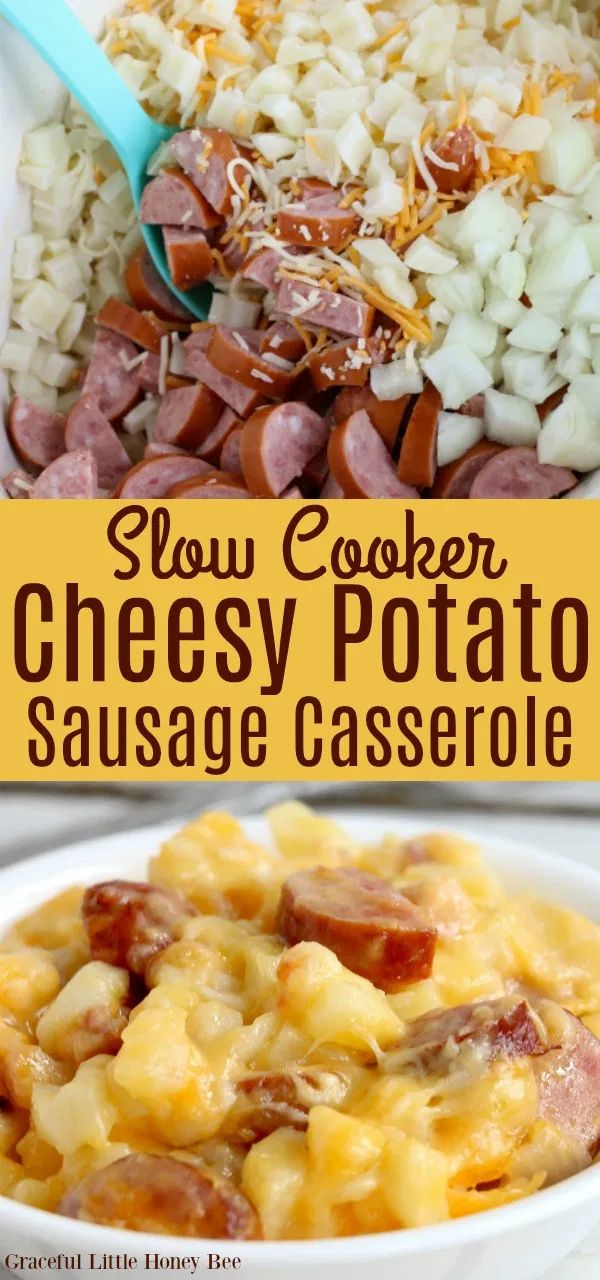 Try this Slow Cooker Cheesy Potato Sausage Casserole for a d