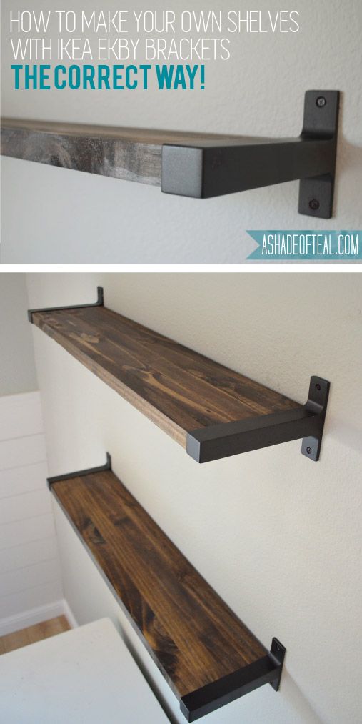 Rustic DIY Bookshelf with IKEA Ekby Brackets. Learn how to f