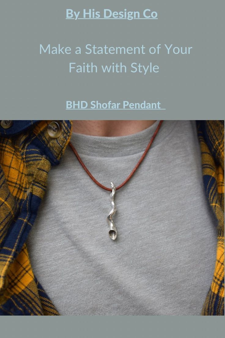 Our Shofar Pendant is shown in sterling silver and brass, bu