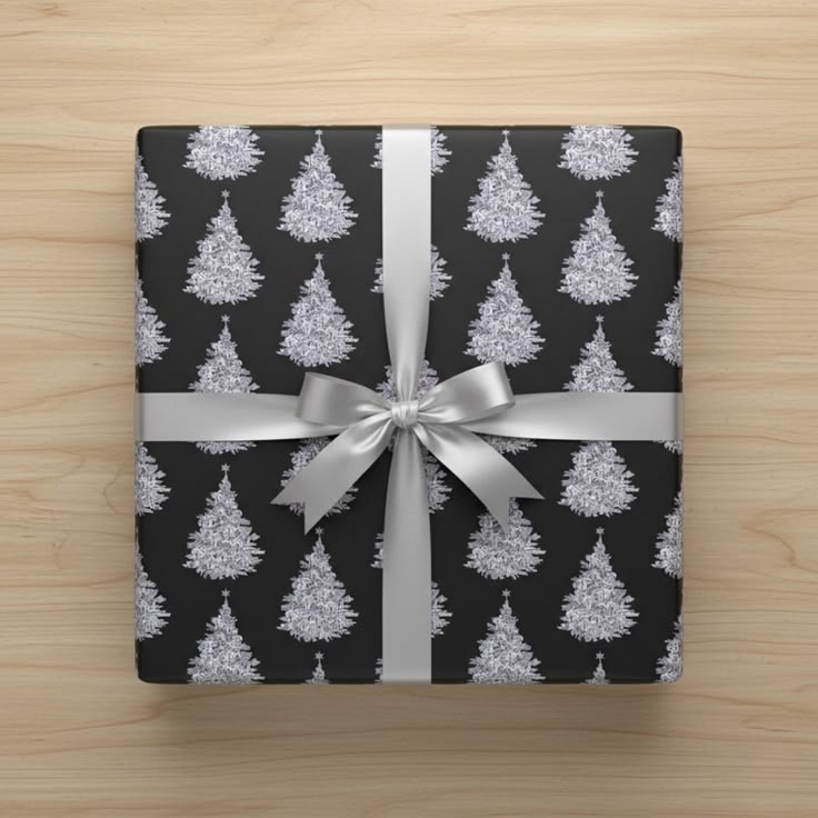 Black & White Christmas Tree  Wrapping Paper