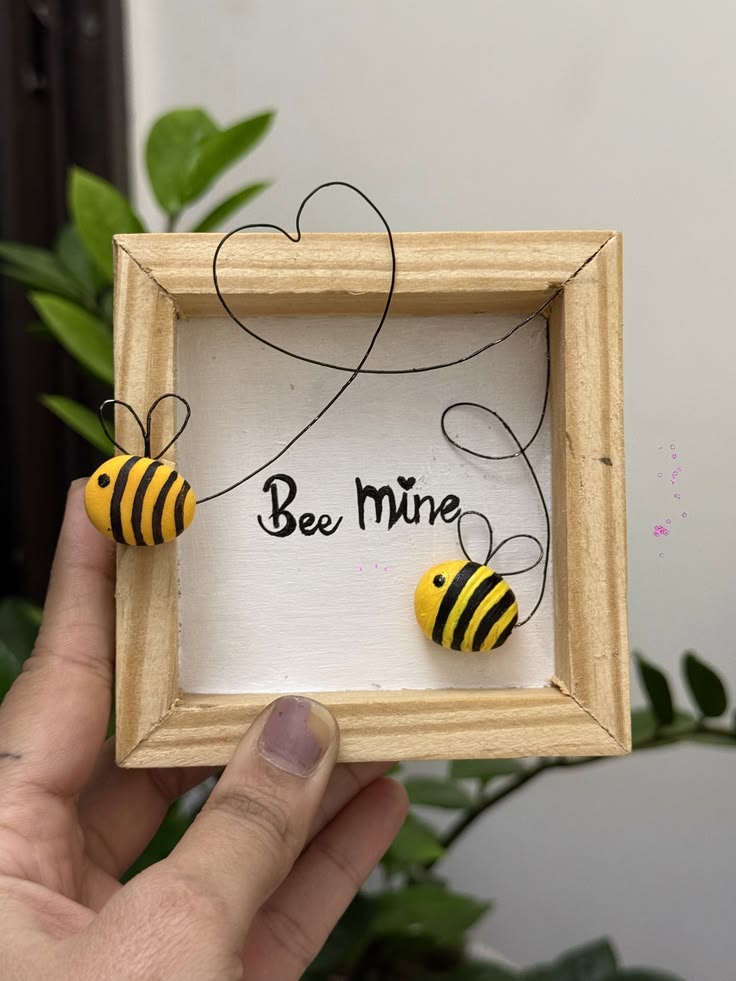 #bee #beemine #clayart #love #woodenframe