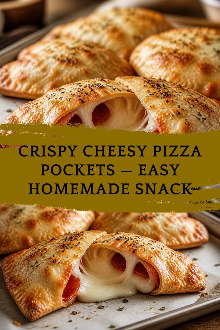 Golden, cheesy pizza pockets with a savory vegetable filling
