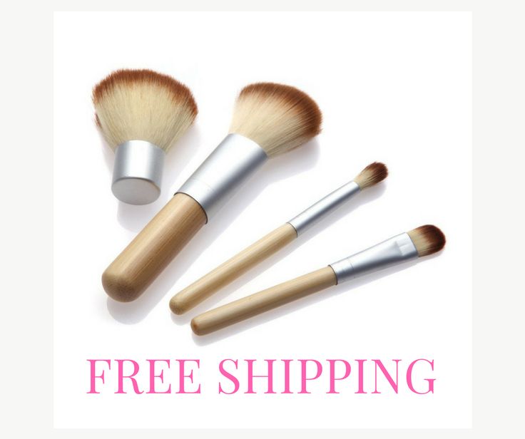 HOT!! 4PCS Natural Bamboo Handle Makeup Brushes Set Cosmetic