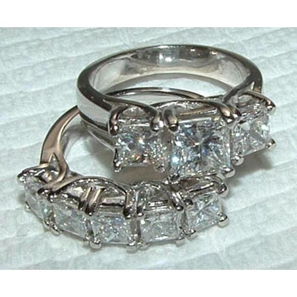 Diamond Ring Engagement Band Set New 4.51 Carats White Gold 