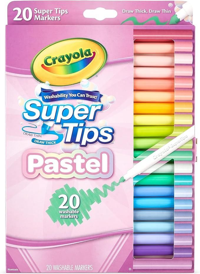 CRAYOLA Pastel Super Tips, Washable Felt Tip Pens with Mediu