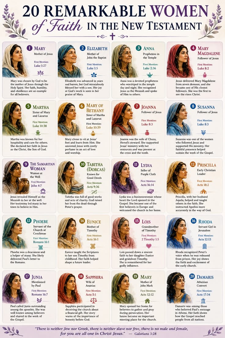 A poster of New Testament women who helped preached the Gosp