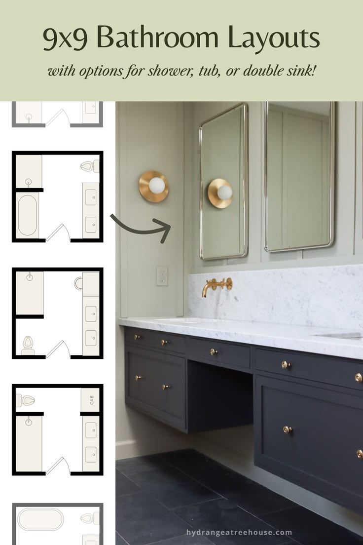 In this post, I’ll share 9 floor plans for 9×9 bathrooms to 
