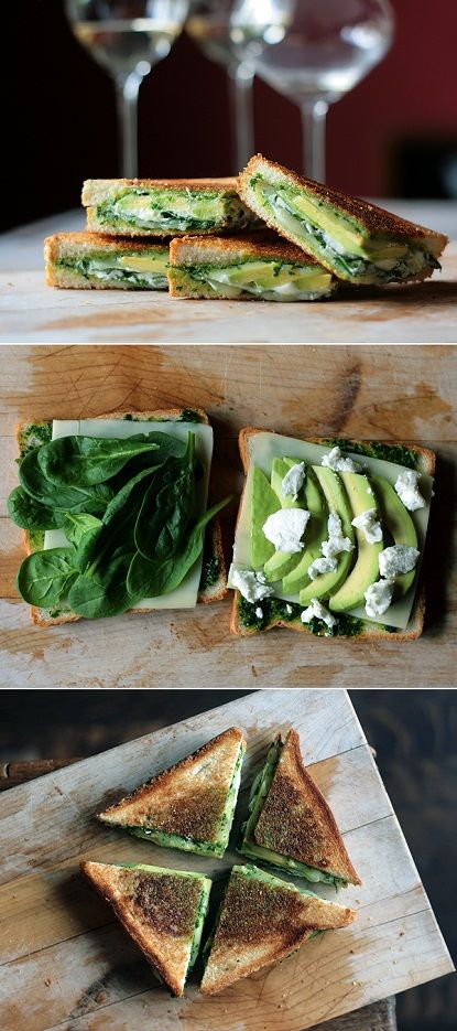spinach, avocado, and goat cheese grilled cheese
