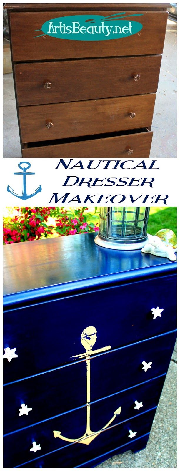 ART IS BEAUTY: Vintage ANCHOR Nautical COASTAL dresser MAKEO