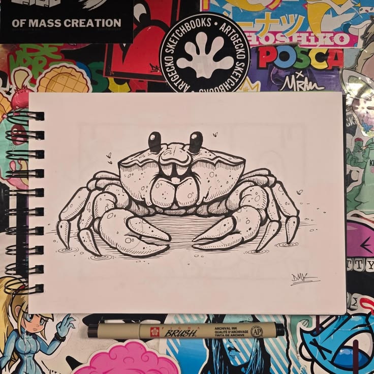 New step-by-step drawing tutorial. How to draw a crab with f