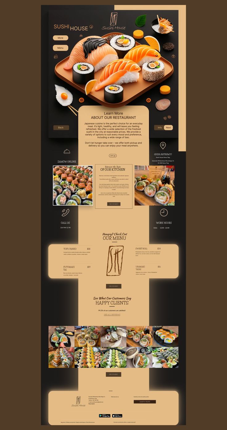 Inspiring modern restaurant landing page design for Sushi Ho