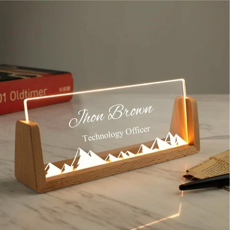 Enhance your workspace with a customizable LED nameplate tha