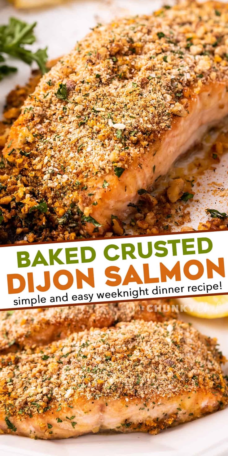 This Baked Crusted Dijon Salmon is light and flaky, and read