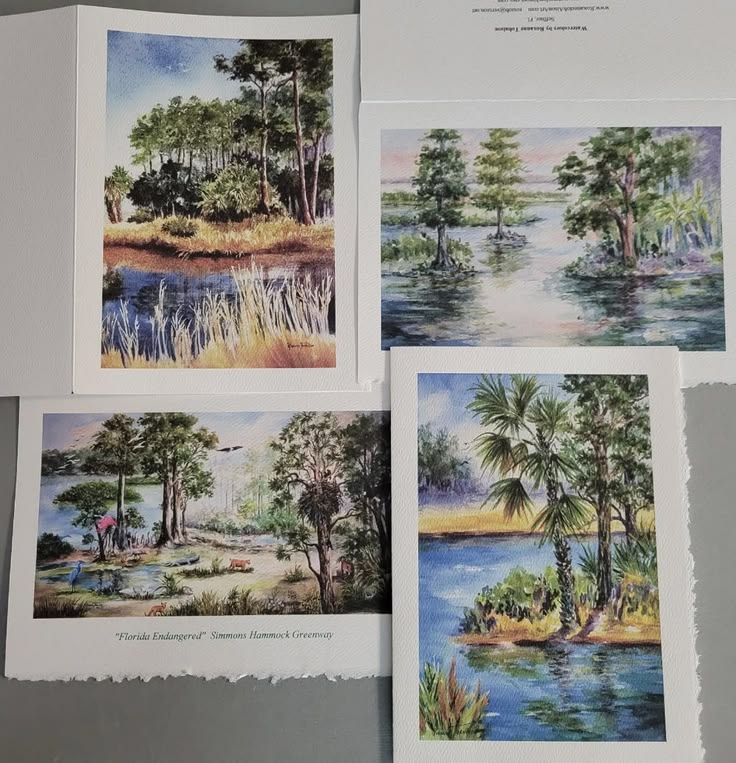 Old Florida Landscapes Watercolor Art Cards - Set of 4 Roxan