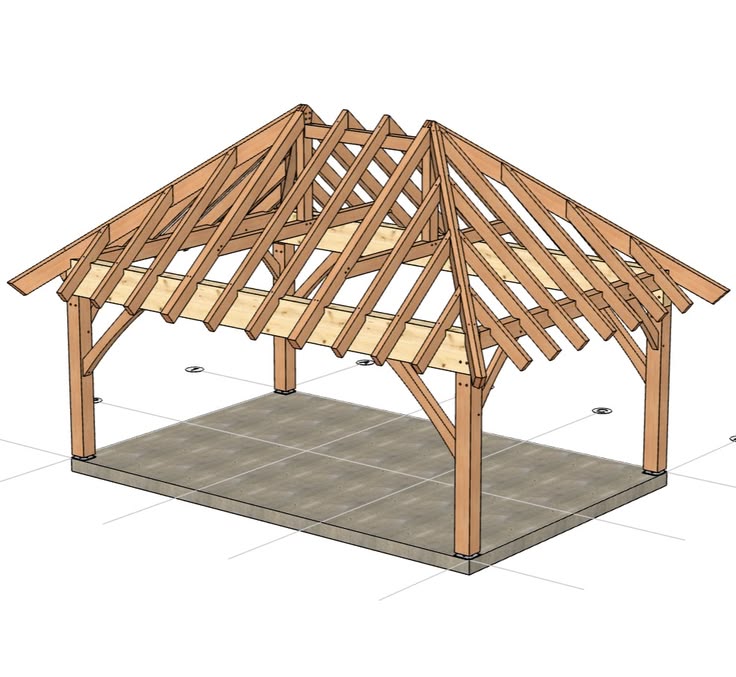 This custom 16x24 hipped roof pavilion features clean lines 