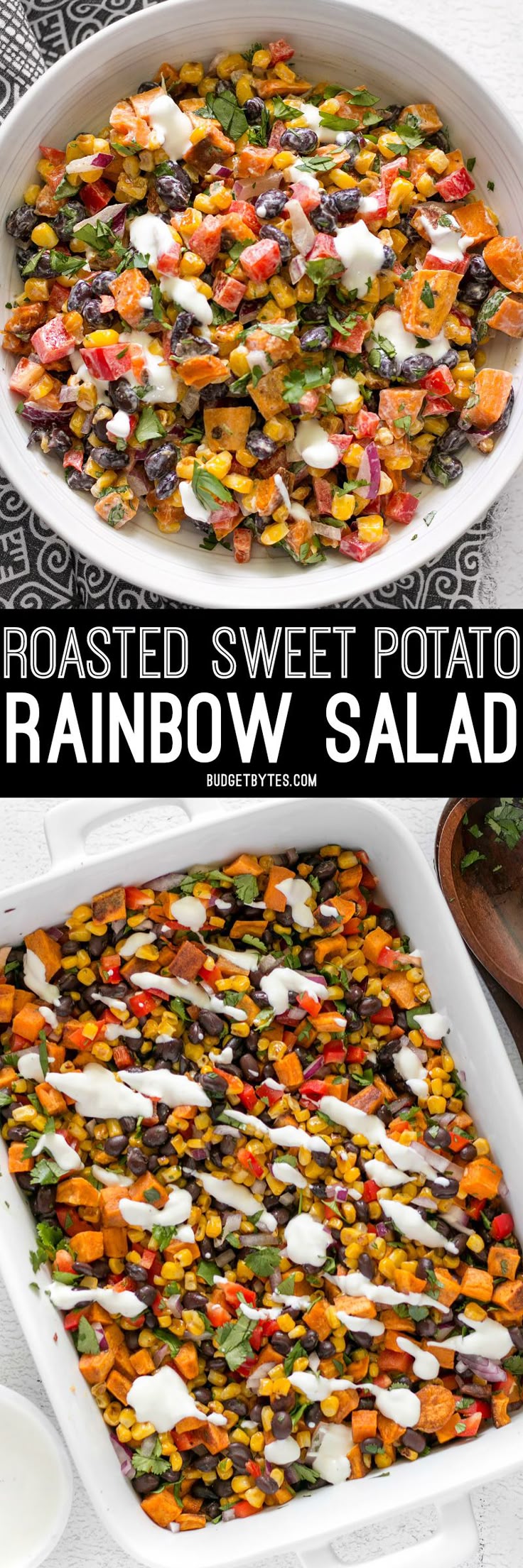 This Roasted Sweet Potato Rainbow Salad combines a medley of