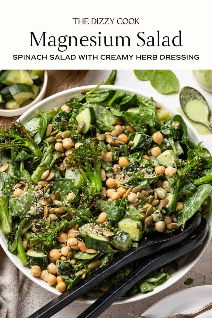Spinach Salad with Chickpeas & Creamy Herb Dressing