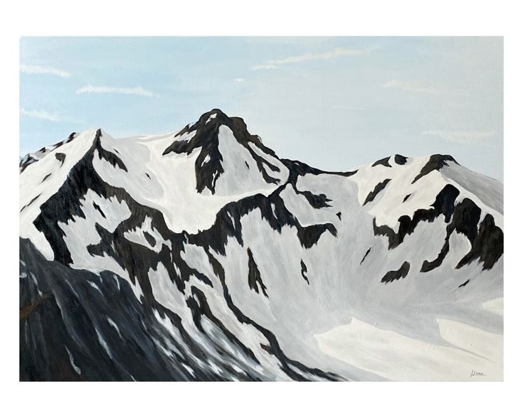 Selbstgemaltes Acrylbild #acrylic #mountains #snow #canvaspa