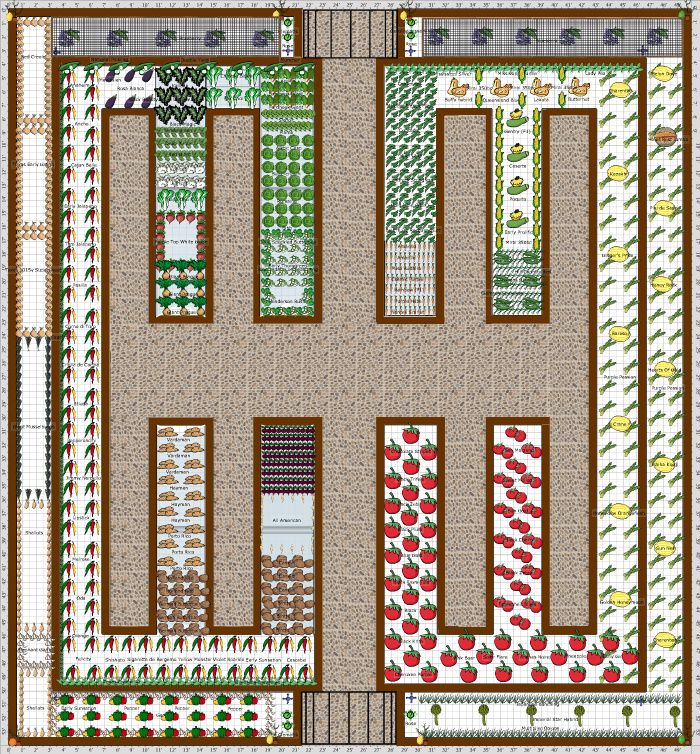 Raised bed vegetable garden. Has planting and harvesting cal