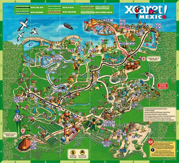 Familiarize yourself with the Xcaret map to get the most out