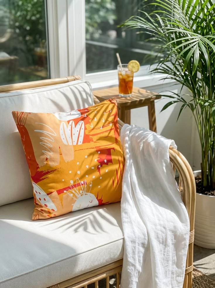 Bring the sunshine indoors with this vibrant abstract orange