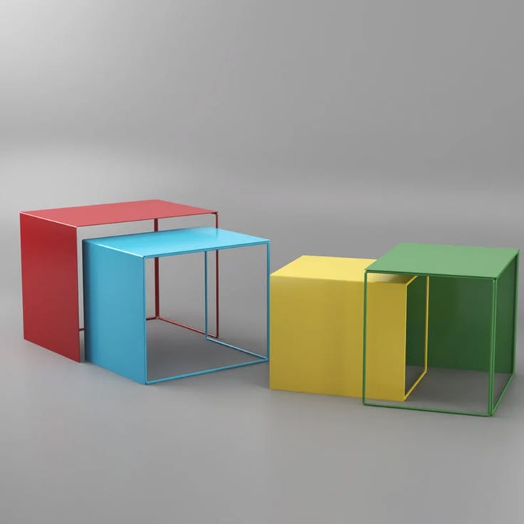 Modern Minimalist Square Iron Side Table Nesting For Living 