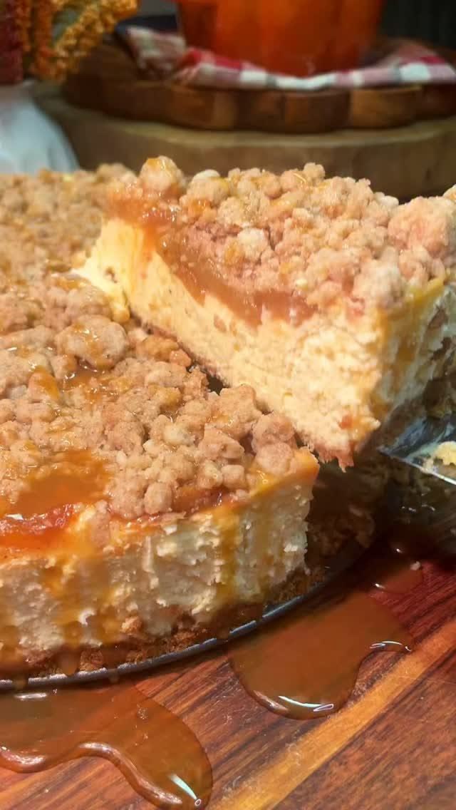 Recipe for this Caramel Apple Pie Cheesecake is already post