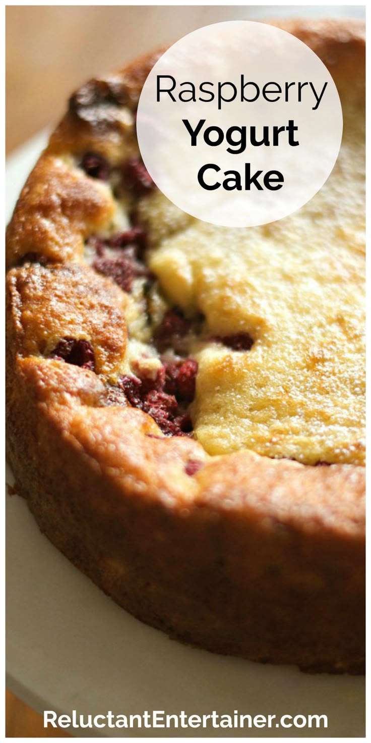 Raspberry Yogurt Cake, a almond-flavored breakfast cake usin