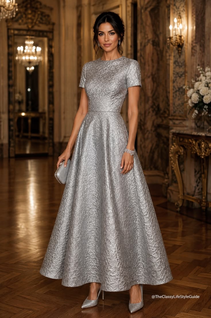 A luminous expression of refined evening style. This silver 