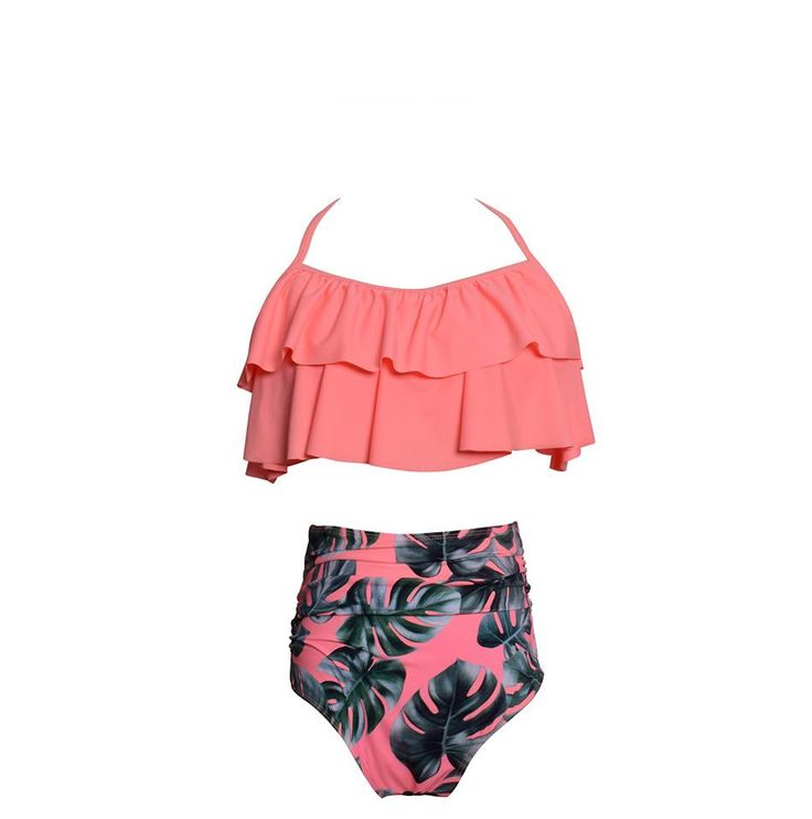 This sexy two piece bikini swimwear featured ruffle,floral p