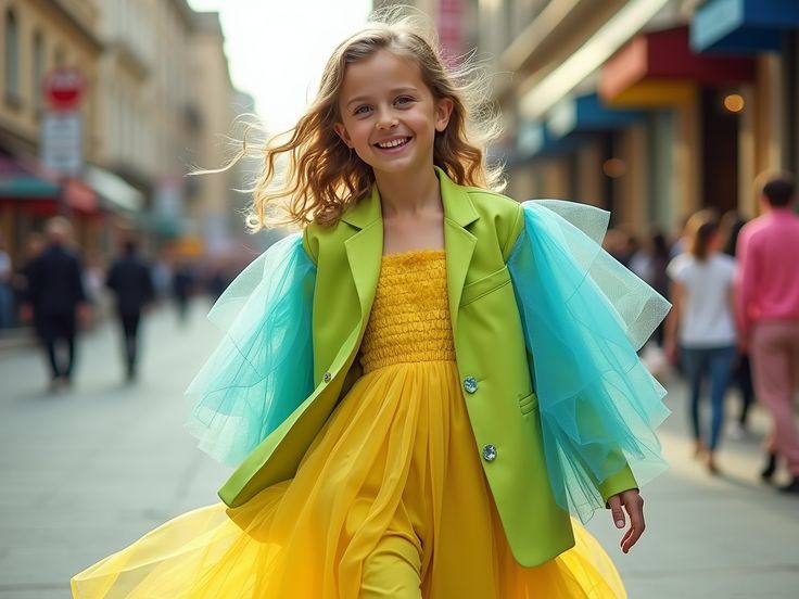 Step into the future of fashion with the 'Sunrise Cityscape'