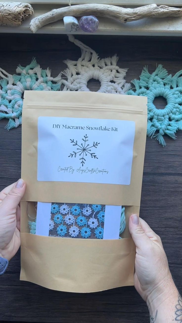 Macrame snowflake kit includes all the supplies to make 4 sn