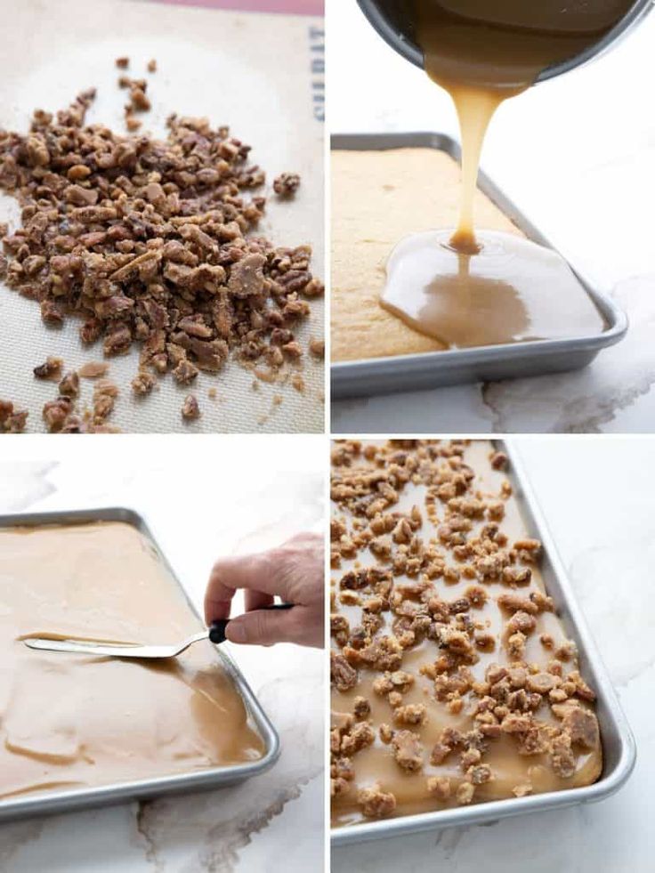 A collage of 4 photos showing the step for making keto prali