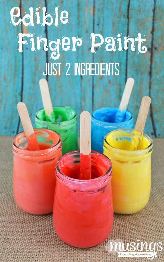 This edible finger paint activity is colorful, fun, and only