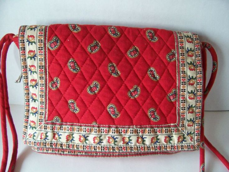 Vera Bradley Red Paisley Shoulder Bag Purse Crossbody Indian
