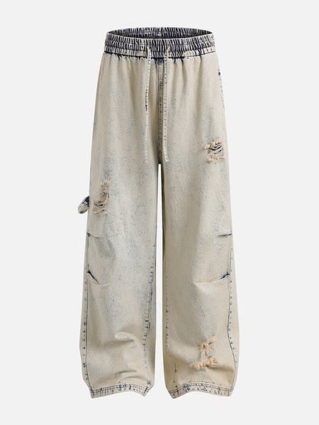 Break boundaries with these distressed wide-leg pants. desig