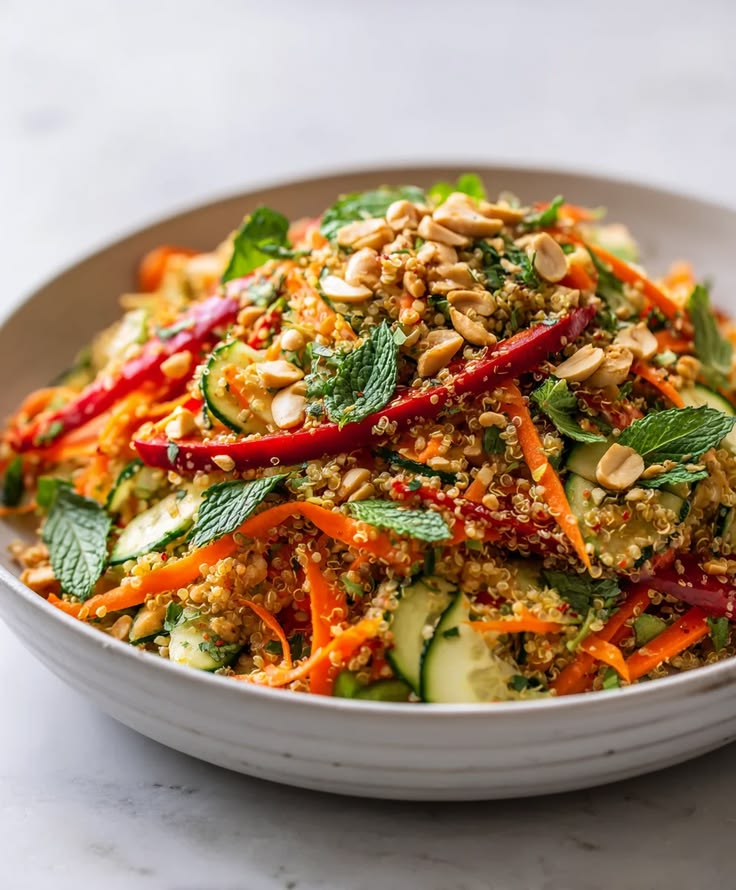 Discover our vibrant Crunchy Thai Quinoa Salad with a luscio
