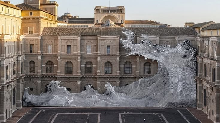 JR sends giant wave across vatican apostolic library facade 