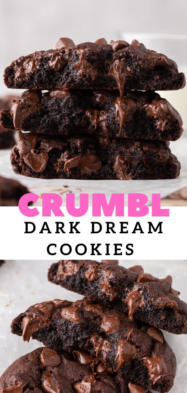 These Crumbl dark dream cookies are double chocolate chocola