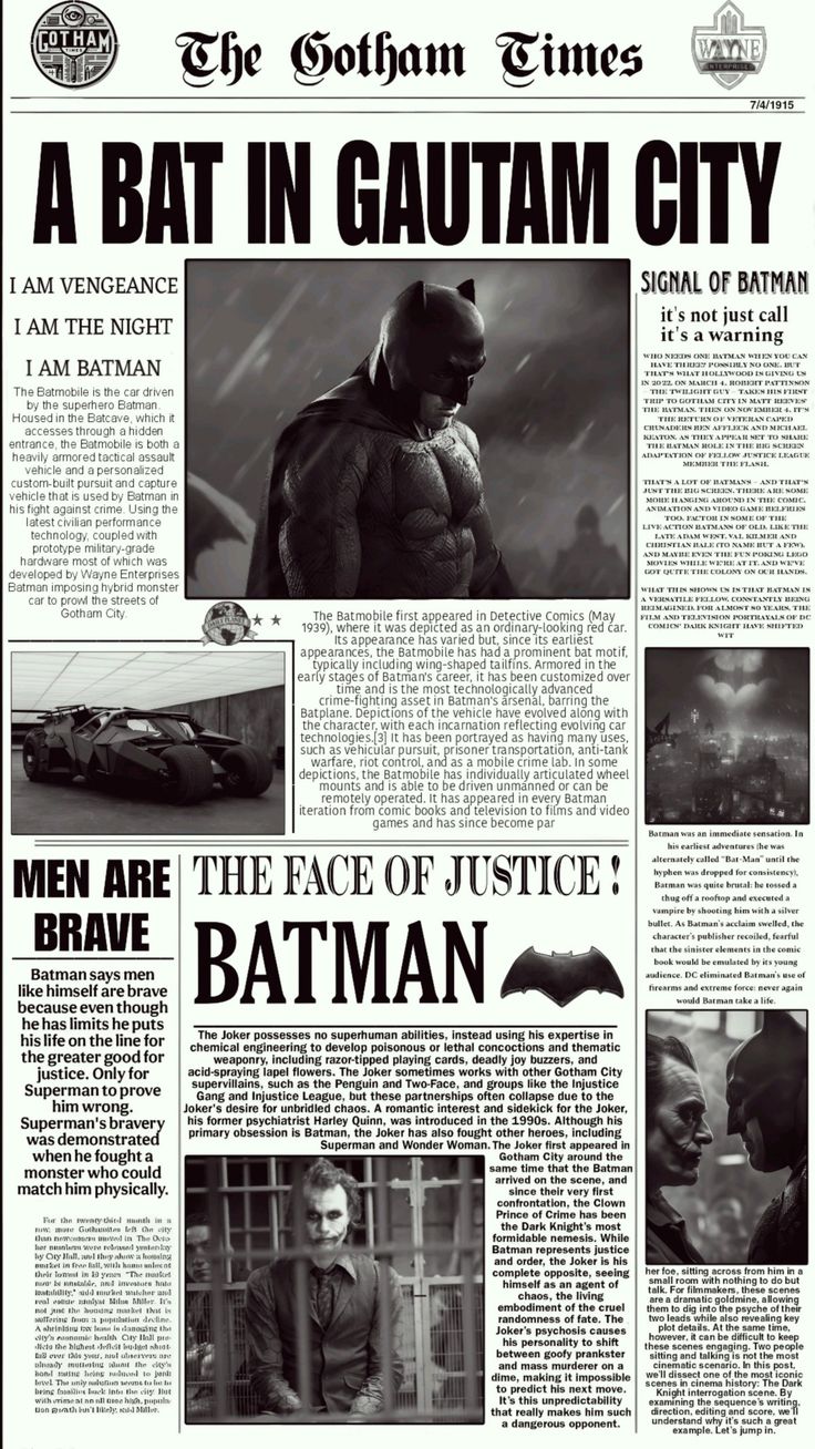 Batman newspaper article phone skin and wallpaper