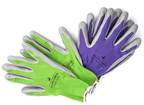 Garden Gloves for Women 2 Pairs Small Nitrile Coating for Pr