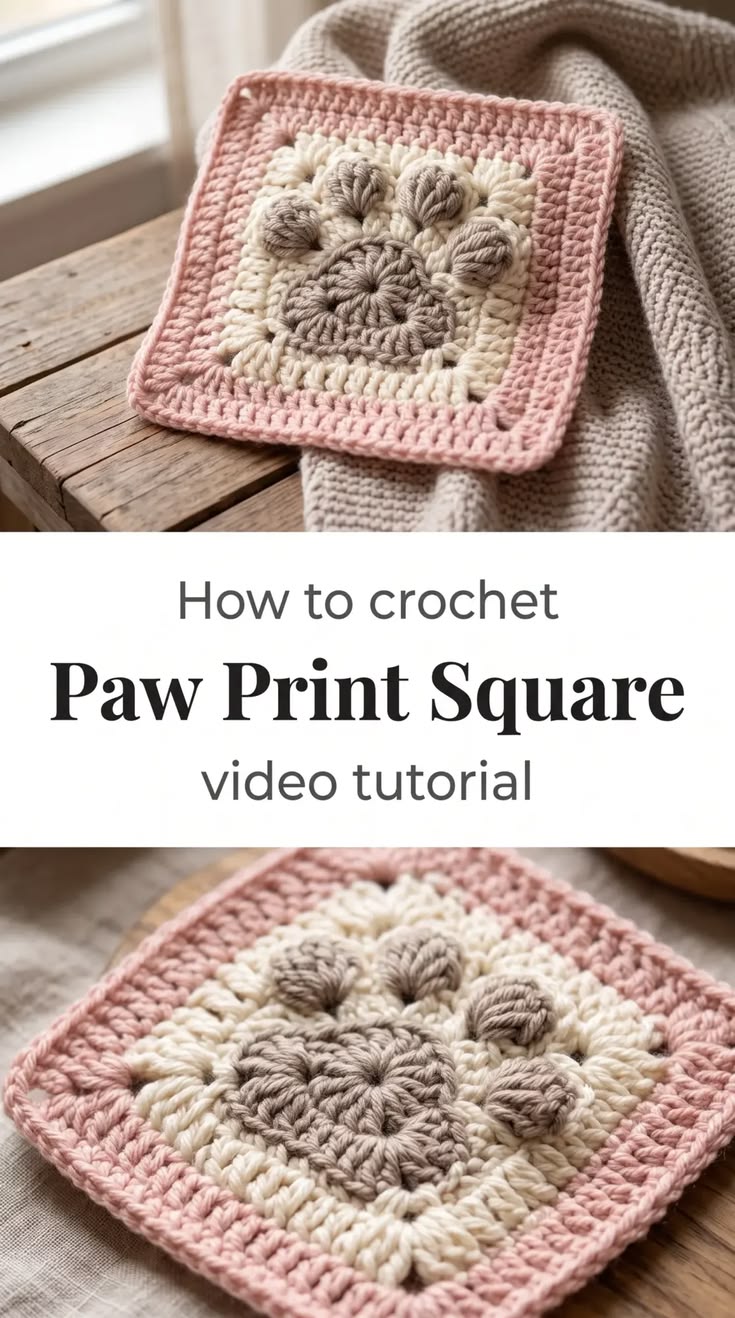 The Crochet Paw Print Square is the answer when you need a m
