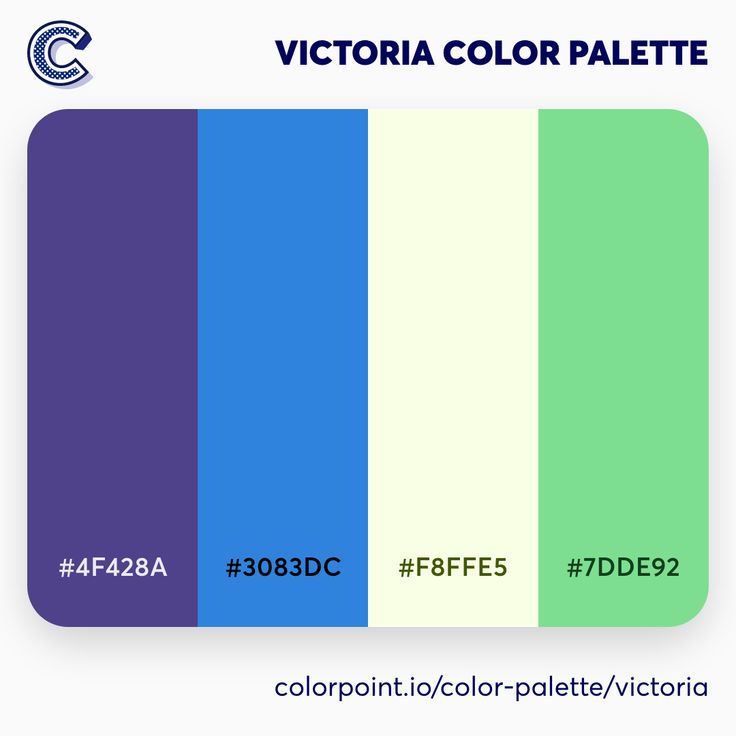 Victoria color palette includes dark blue, bright blue, lime