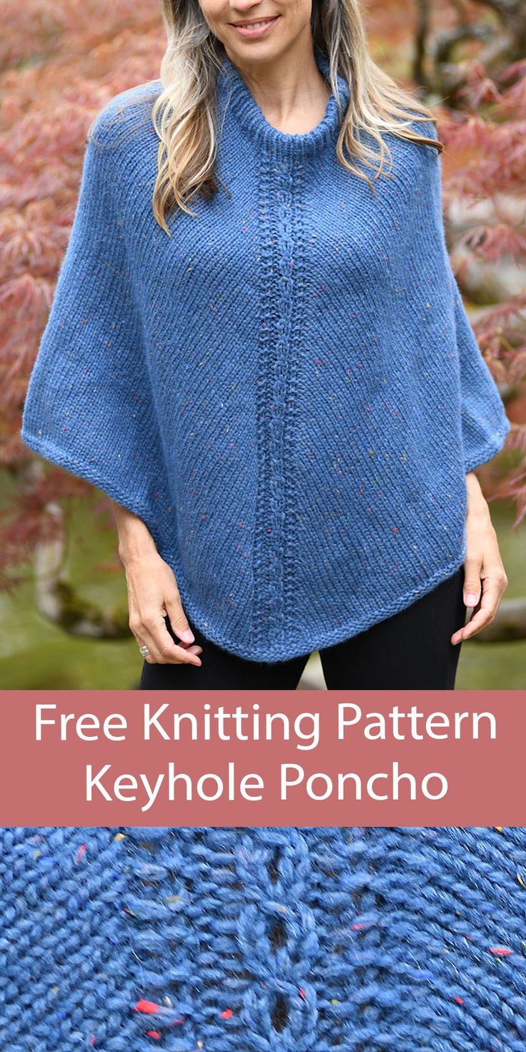Free knitting pattern for pullover poncho with a 4 row repea