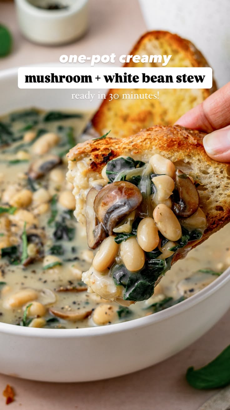 The comforting flavors of this One-Pot White Bean Mushroom S