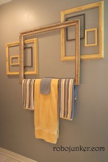 DIY use a picture frame as a towel bar. i love this idea  ho