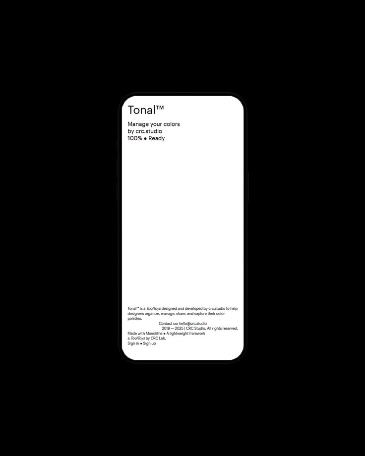 Manage your colors - crc.studio designed and developed Tonal