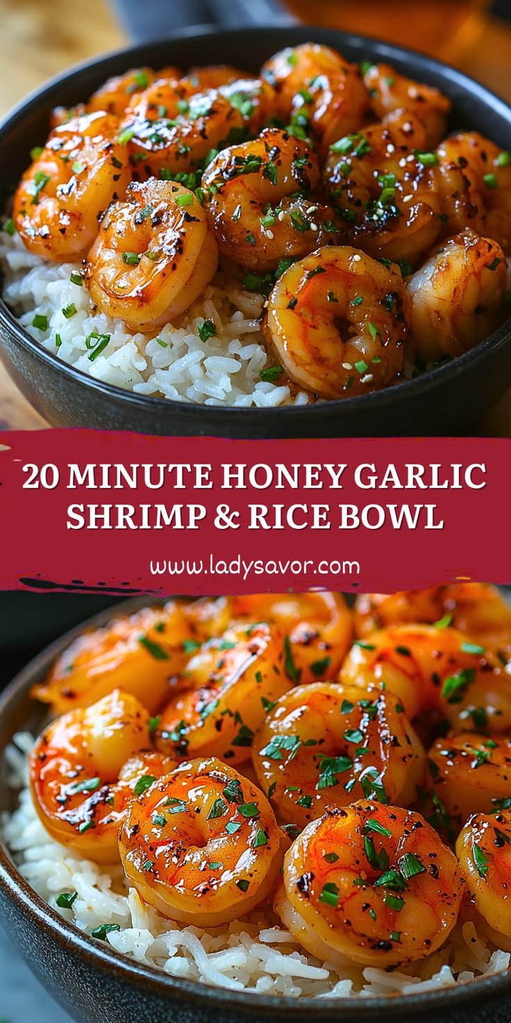 20 Minute Honey Garlic Shrimp & Rice Bowl