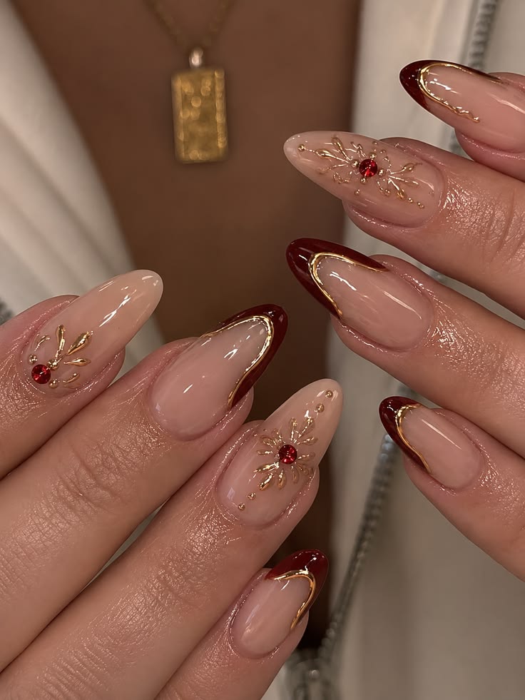 Elevate your manicure with these sophisticated burgundy and 